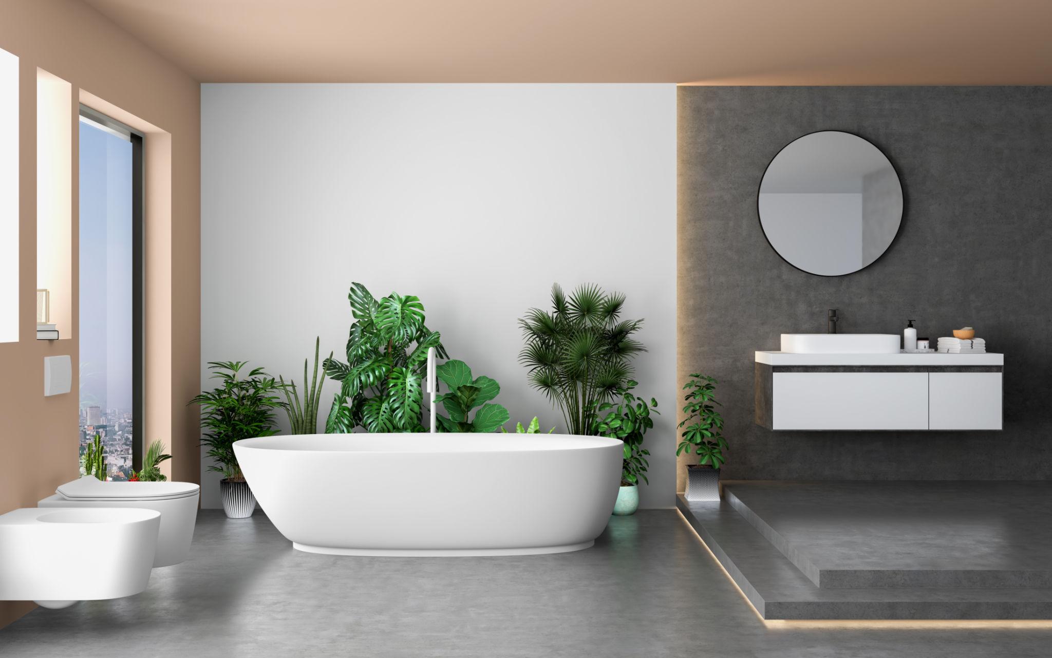 Modern bathroom with clean, stylish, and professionally installed flooring