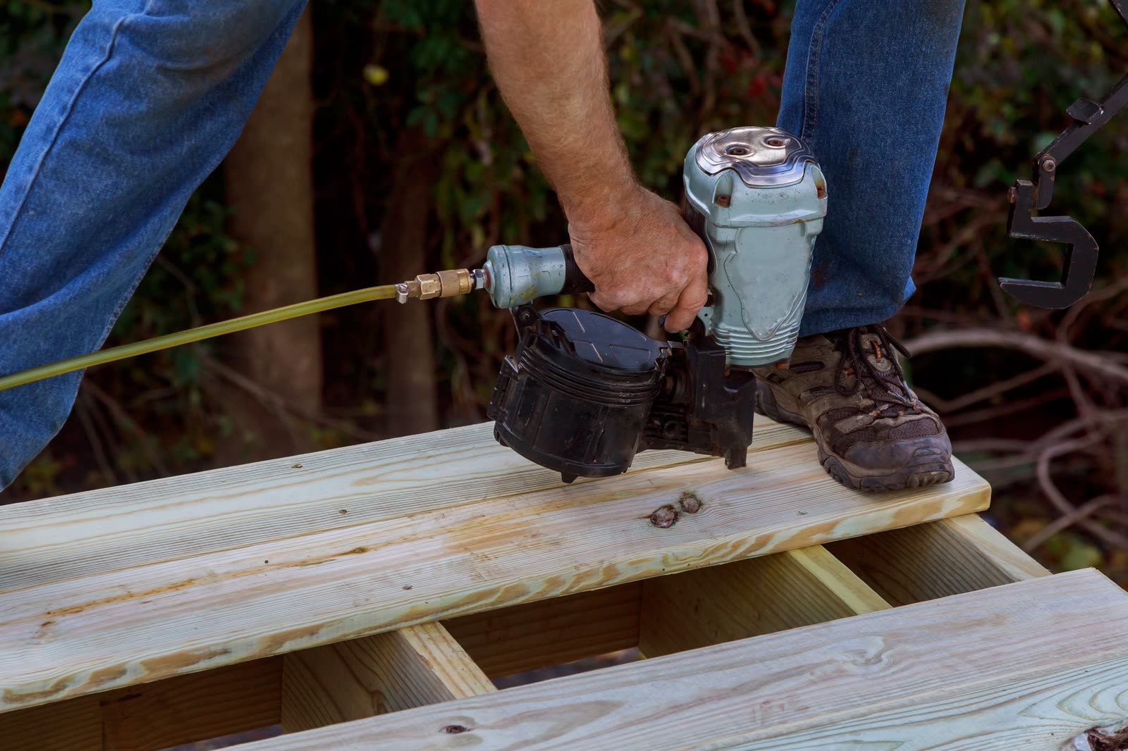 Close up of exterior timber decking building a bac — the kind of handyman work vetted local pros handle in Sarasota, FL